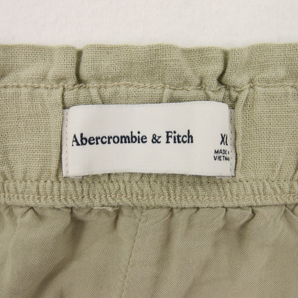 Abercrombie & Fitch Shorts Khaki Green Linen Blend Elastic Waist Pockets Size XL - Picture 6 of 9